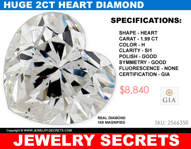 Huge 2 Carat Heart Diamond For 9 Grand
