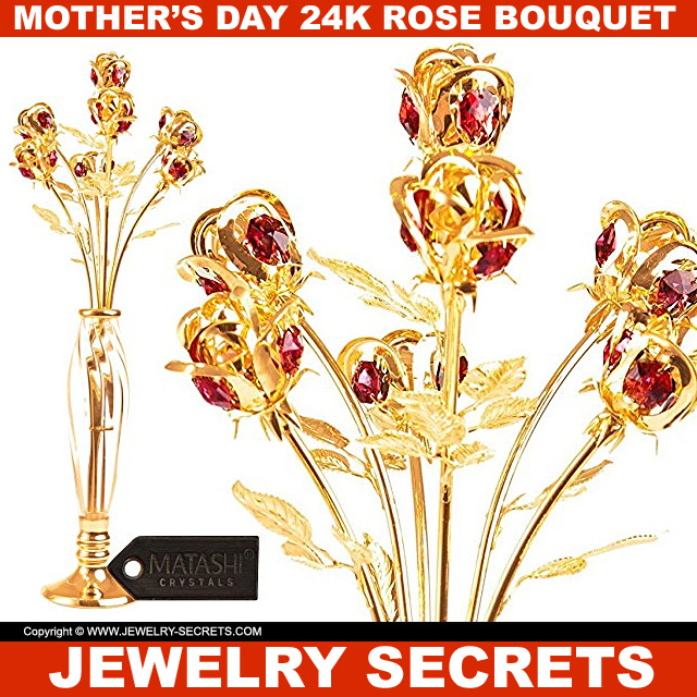 Mothers Day 24k Gold Rose Bouquet