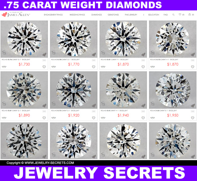 Average Carat Weight Prices For Three Quarter Carat Diamonds