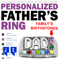 Personalized Fathers Family Dads Kids Birthstone Ring
