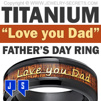Titanium Love You Dad Wood Inlay Ring