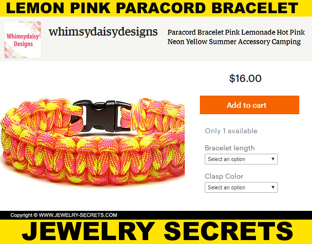 Lemon Hot Pink Paracord Bracelet