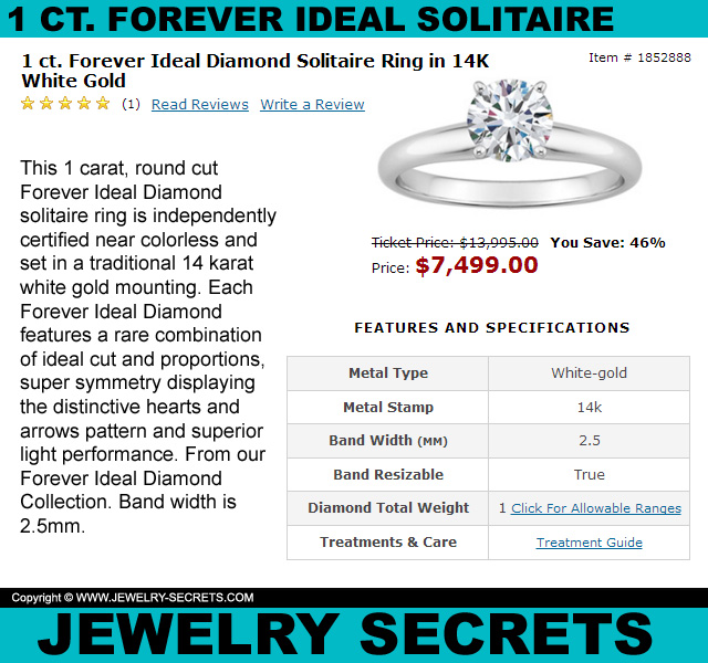 1 CT Forever Ideal Diamond Solitaire