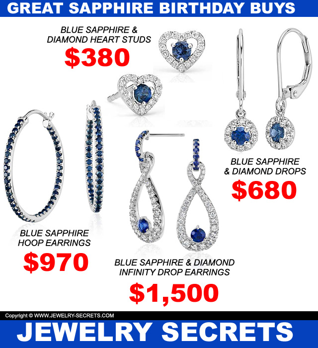 Sapphire Birthday Earrings Hoops Drops