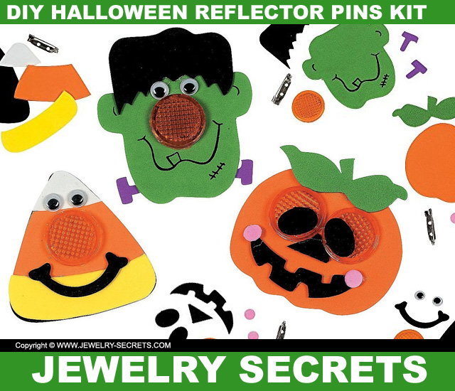 Halloween Reflector Pins Kit DIY Crafts For Kids Trick-Or-Treating Fun