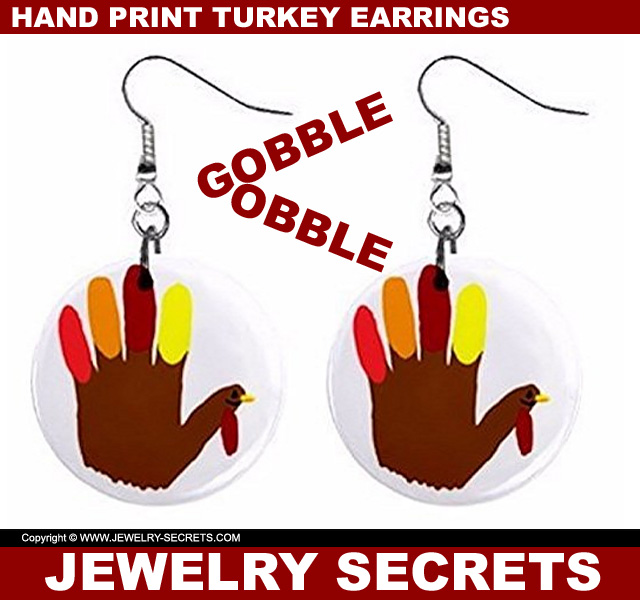 Happy Thanksgiving Hand-Print Turkey Earrings