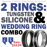 Mens Tungsten and Silicone Wedding Ring 2 Piece Gift Set