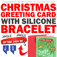 Christmas Greeting Card With Silicone Rubber Jingle Bracelet Attached