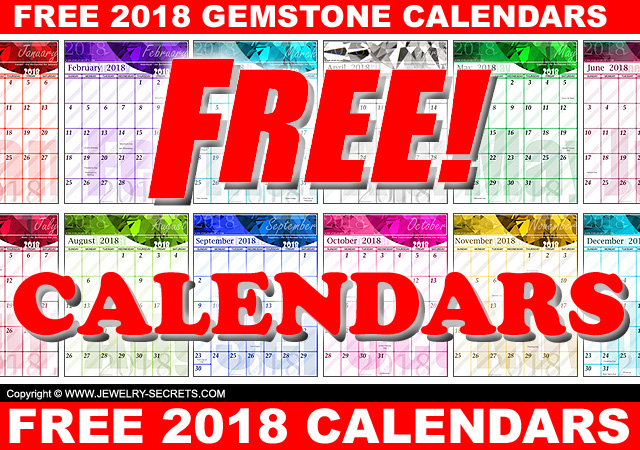 Free 2018 Gemstone Jewelry Calendars Printable PDFs