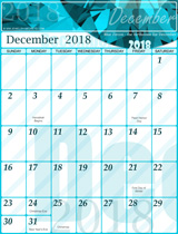 Free December 2018 Gemstone Calendar