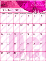 Free October 2018 Gemstone Calendar