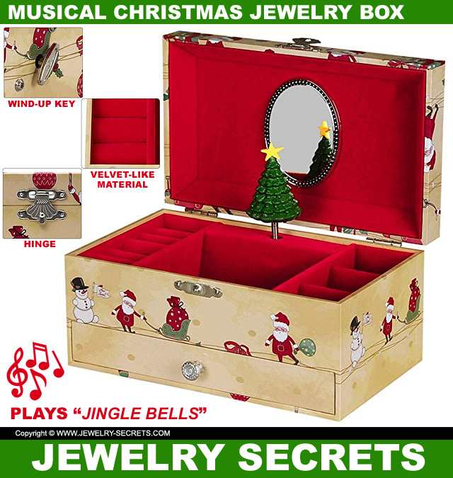 Musical Jingle Bells Christmas Jewelry Box
