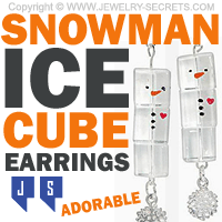Snowman Ice-Cube Dangle Christmas Winter Earrings
