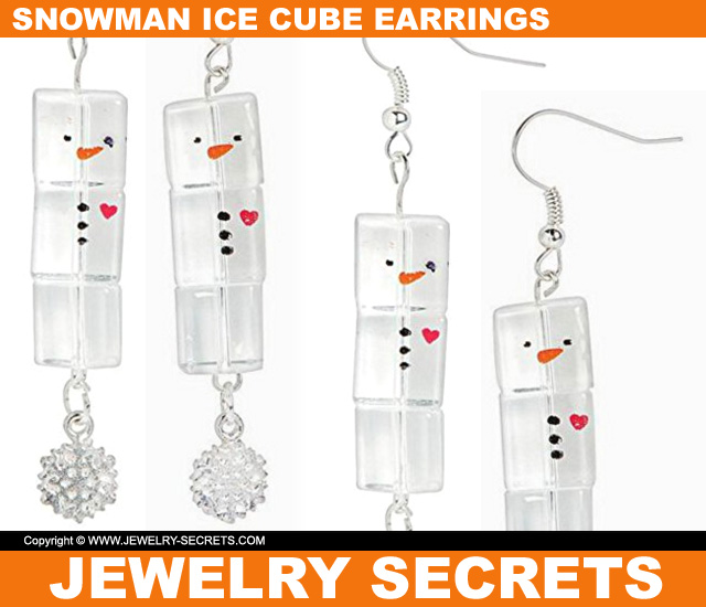 Snowman Ice-Cube Dangle Christmas Winter Earrings