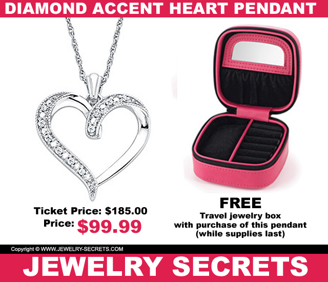 Diamond Heart Pendant Valentines Day Gift With Free Jewelry Box
