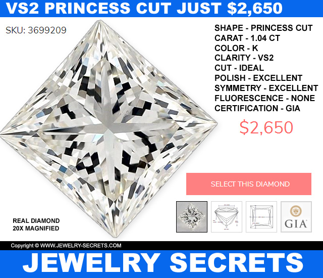 1 Carat Princess Cut Diamond VS Clarity Just 2650