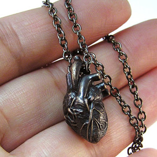 Black Anatomical Heart Pendant