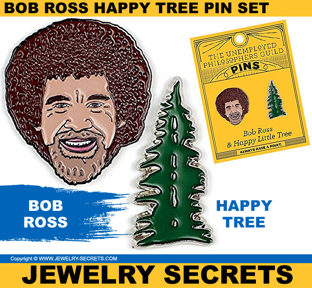 Bob Ross Happy Tree Lapel Pin Set