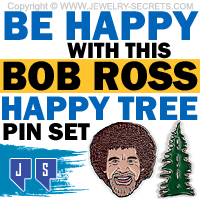 Fun Bob Ross Happy Tree Lapel Pin Combo Set