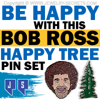 Fun Bob Ross Happy Tree Lapel Pin Combo Set Fun Bob Ross Happy Tree Lapel Pin Combo Set