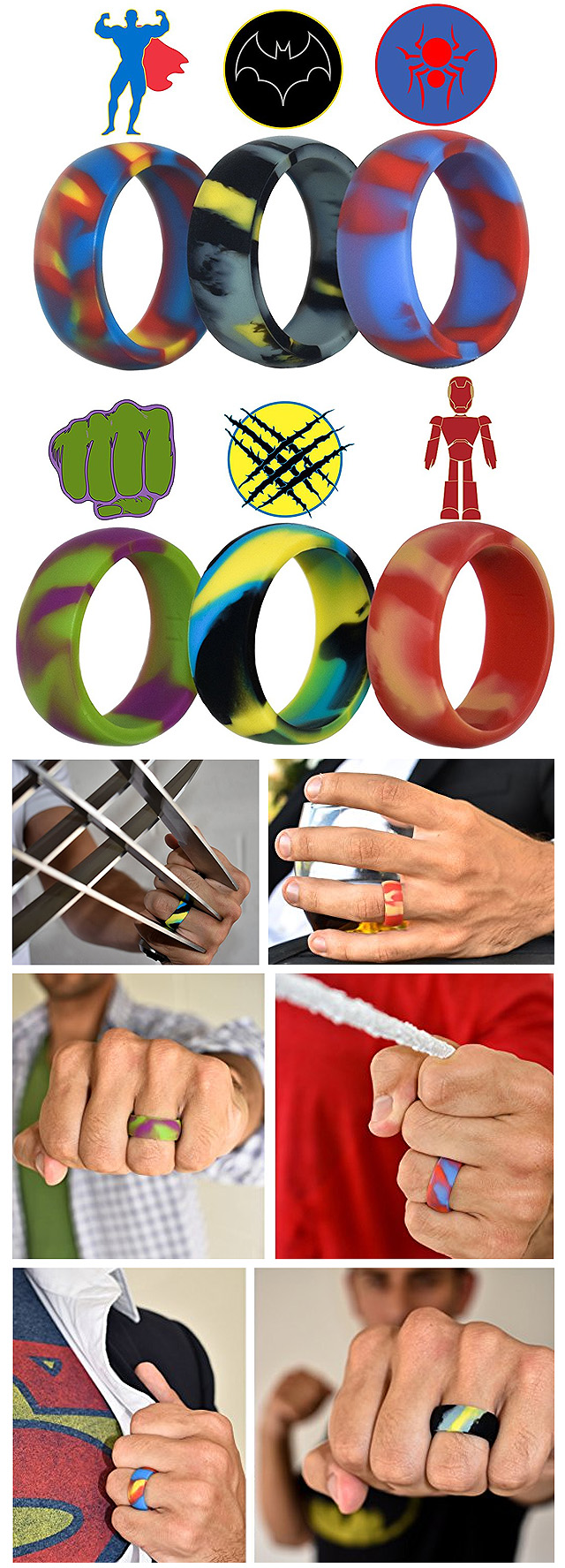 Superhero Silicone Rings