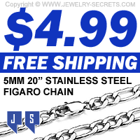 20 in Stainless Steel Figaro Necklace 499 with Free Shipping