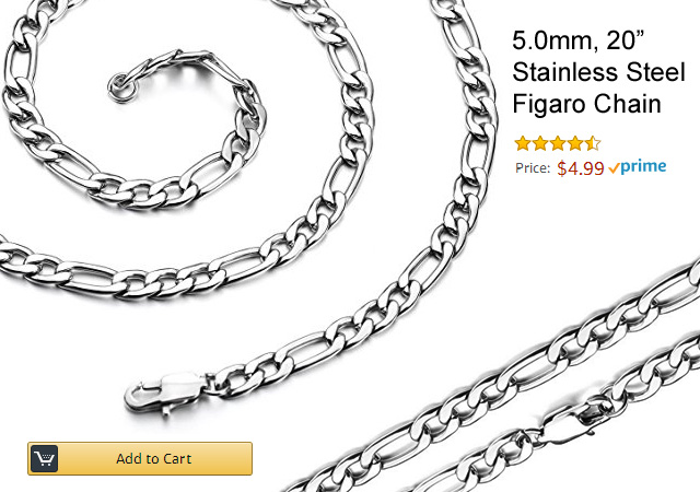 5mm Stainless Steel Figaro Chain Just 499 with Free Shipping