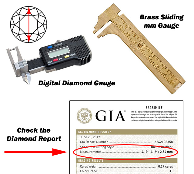 Brass slide and digital Diamond mm gauge for measuring diamonds