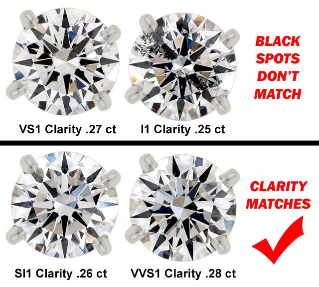 Look for black spots in your diamond earrings Look for black spots in your diamond earrings