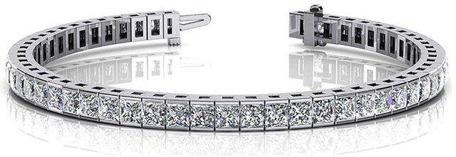 Princess Cut Channel Set Diamond Tennis Bracelet