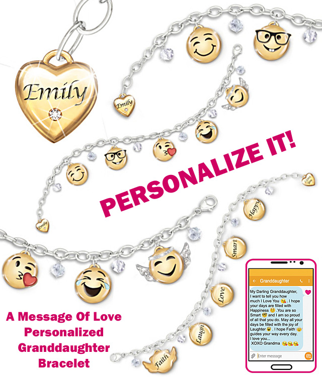 Personalized Granddaughter Emoji Bracelet Personalized Granddaughter Emoji Bracelet