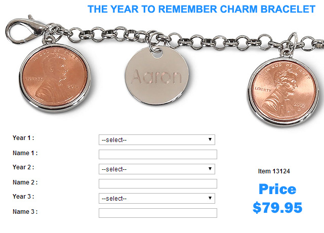 Personalized Penny Charm Bracelet