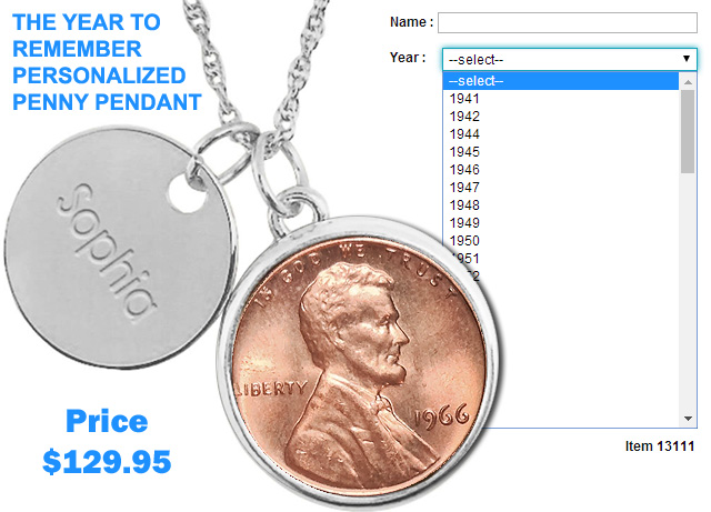 Personalized Penny Pendant Personalized Penny Pendant