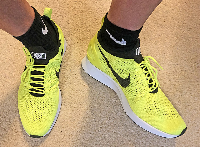 neon yellow Nike running shoes