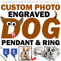 Custom Photo Engraved Dog Pendant And Ring