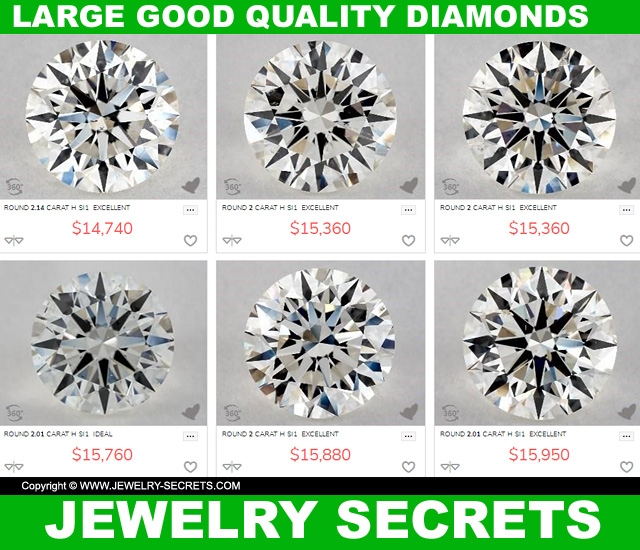 Large 2 Carat Good Quality Diamonds
