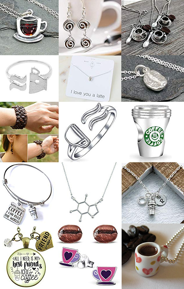 Coffee Coffee-Bean Jewelry Pendants Rings Earrings Bracelets Coffee Coffee-Bean Jewelry Pendants Rings Earrings Bracelets
