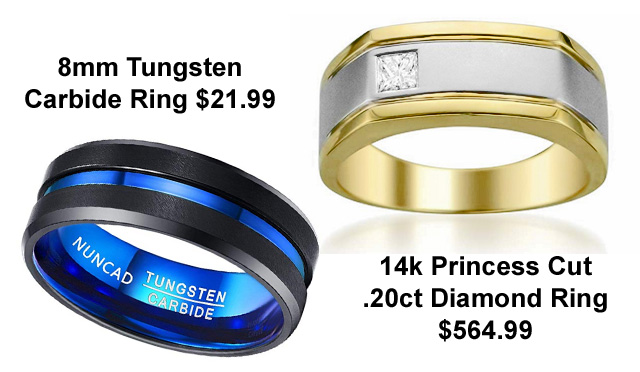 Mens Plain Wedding Ring and Diamond Band