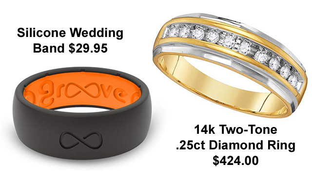 Mens Silicone Wedding Ring and Diamond Band