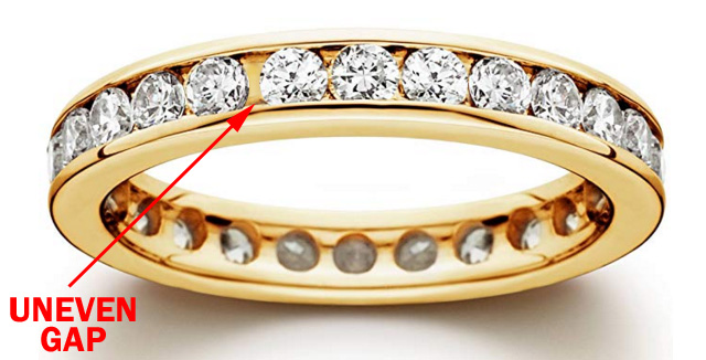 Eternity Ring Uneven Gap In Between Diamonds