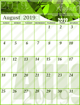 Free August Calendar 2019