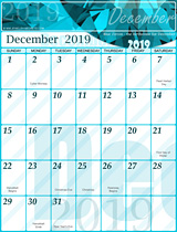 Free December Calendar 2019