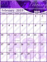 Free February Calendar 2019