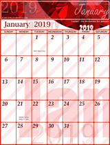 Free January Calendar 2019