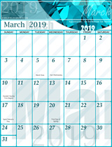 Free March Calendar 2019