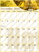 Free November Calendar 2019