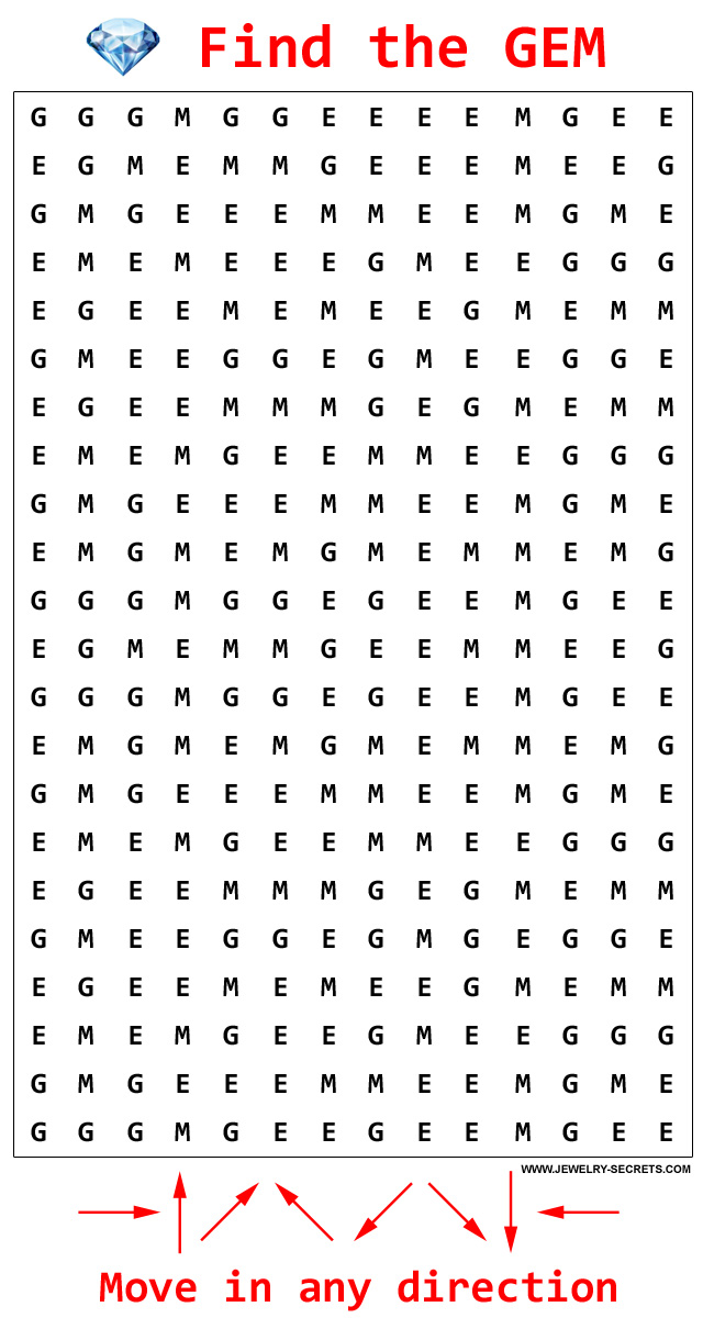 Find the Hidden Gem Word Search Puzzle