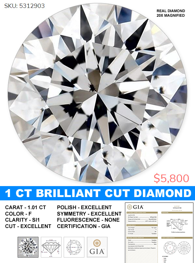Beautiful SI1 F Excellent Diamond