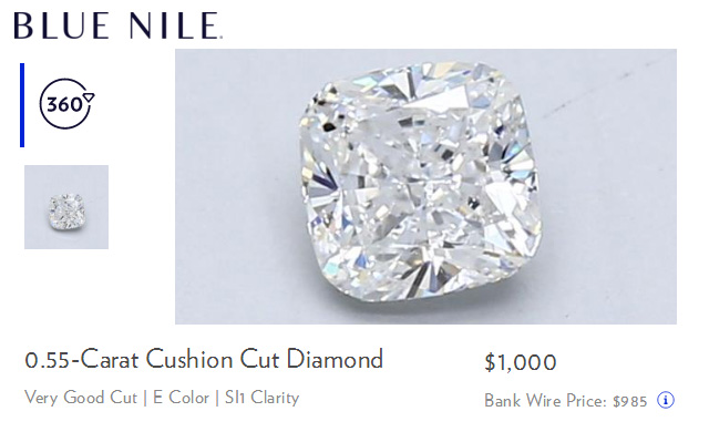 Blue Nile Cushion Cut Diamond 1000