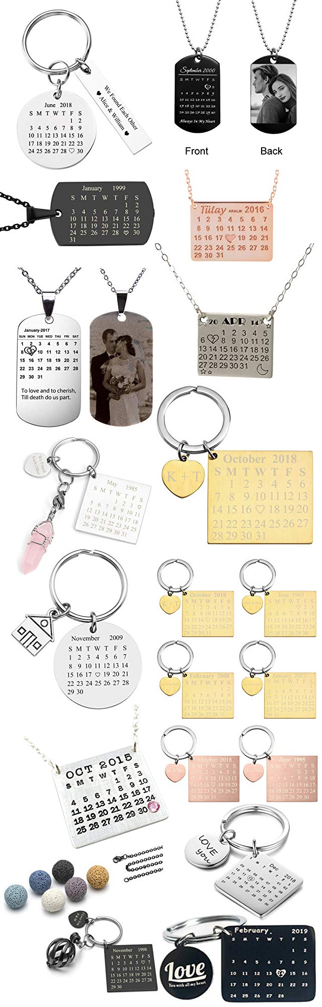 Personalized Calendar Day Date Year Jewelry Pendants Keychains Personalized Calendar Day Date Year Jewelry Pendants Keychains
